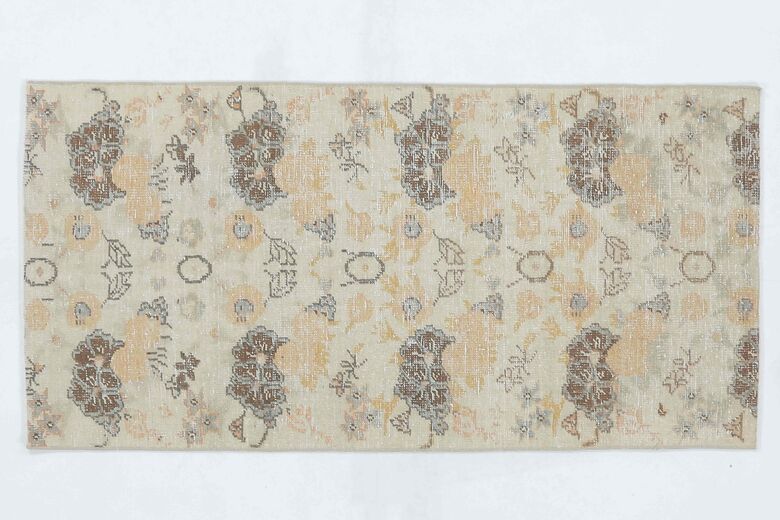 3x6 Vintage Handwoven Retro Floral Anatolian Rug Runner