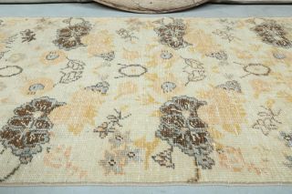 3x6 Vintage Handwoven Retro Floral Anatolian Rug Runner - Thumbnail