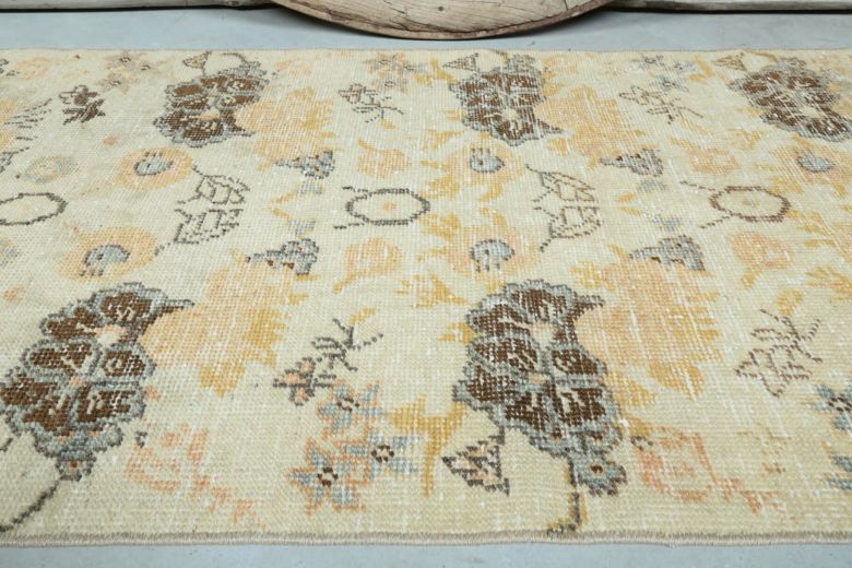 3x6 Vintage Handwoven Retro Floral Anatolian Rug Runner