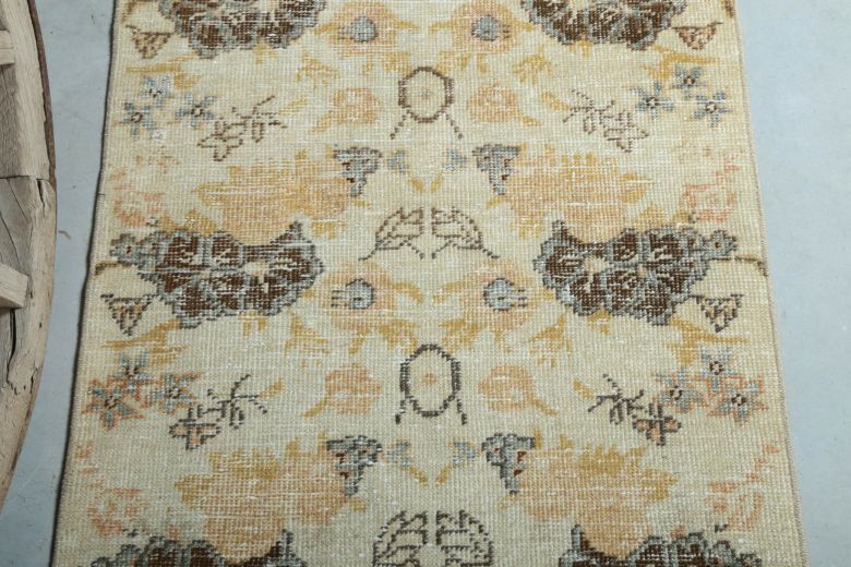 3x6 Vintage Handwoven Retro Floral Anatolian Rug Runner