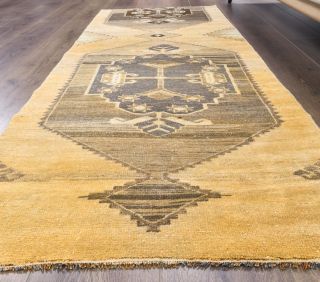 Turkish Vintage Oushak Runner Rug - Thumbnail