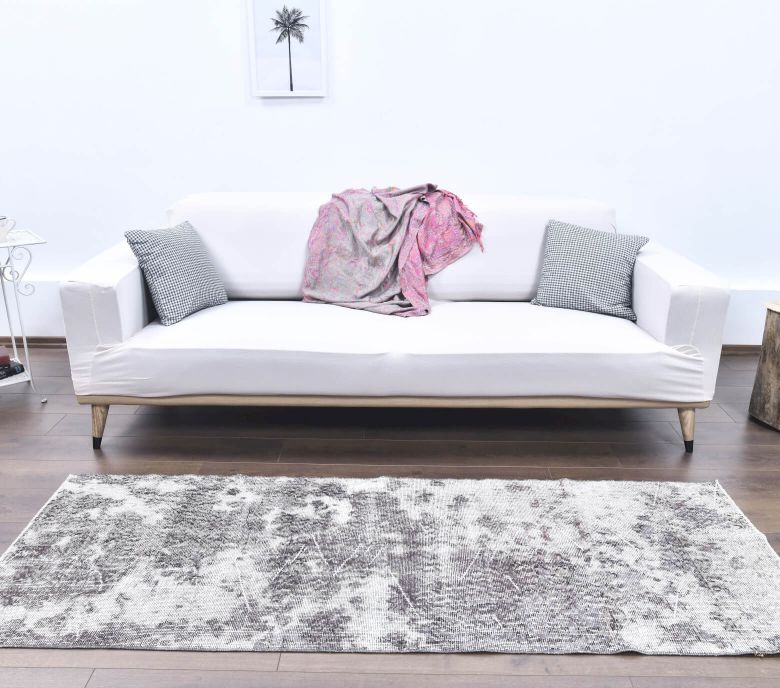 Vintage Gray Anatolian Runner Rug