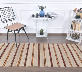 3x7 Vintage Handmade Kilim Runner Rug - Thumbnail