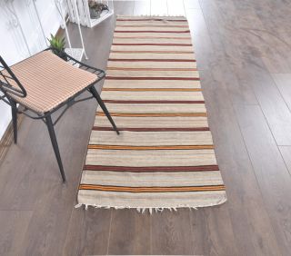 3x7 Vintage Handmade Kilim Runner Rug - Thumbnail