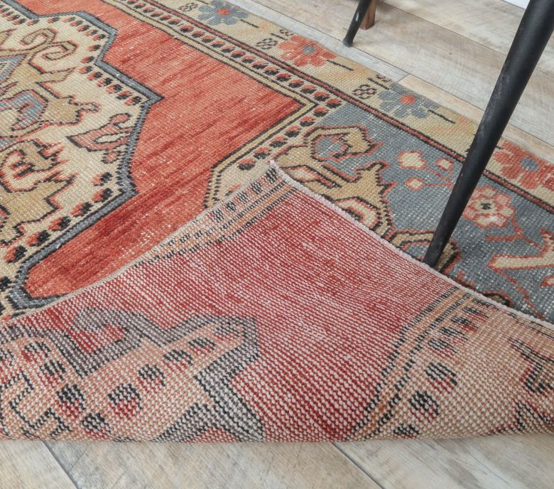 3x7 Vintage Handwoven Red Oriental Rug Runner