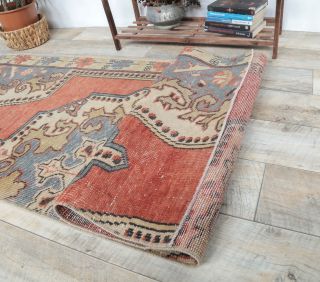 3x7 Vintage Handwoven Red Oriental Anatolian Rug Runner - Thumbnail