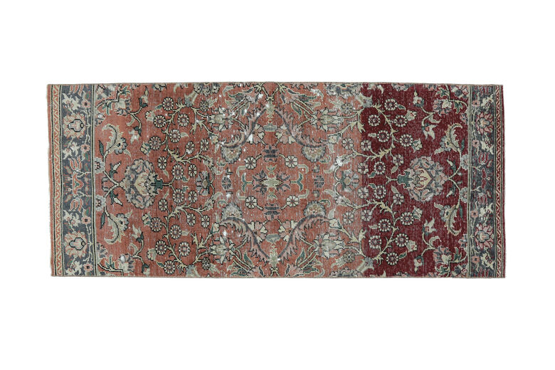 Floral Design Vintage Anatolian Runner Rug
