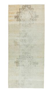 Vintage Beige Oushak Runner Rug - Thumbnail