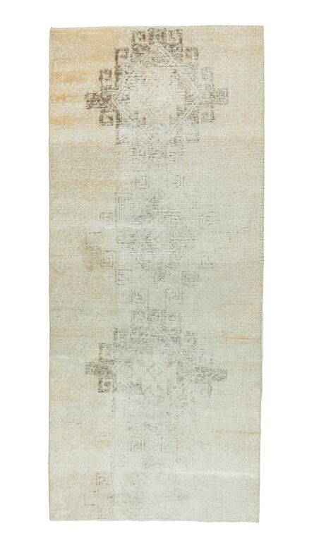 Vintage Beige Oushak Runner Rug