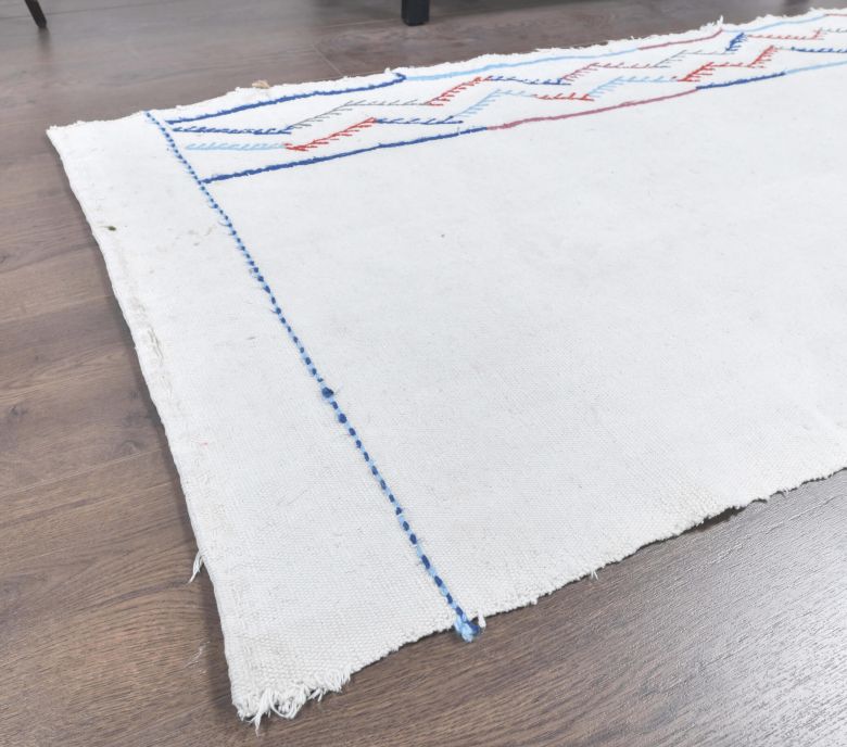 Vintage White Kilim Runner Rug