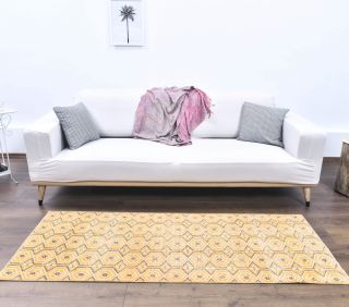 Vintage Orange Anatolian Runner Rug - Thumbnail