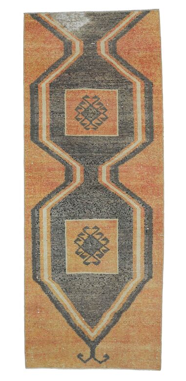 Orange Vintage Oushak Runner Rug