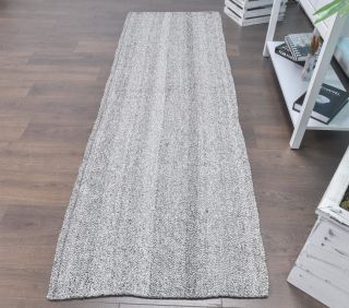 3x8 Vintage Kilim Rug Gray Runner - Thumbnail