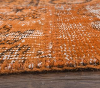 3x8 Vintage Overdyed Patchwork Orange Runner - Thumbnail