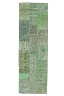3x8 Vintage Patchwork Green Runner - Thumbnail