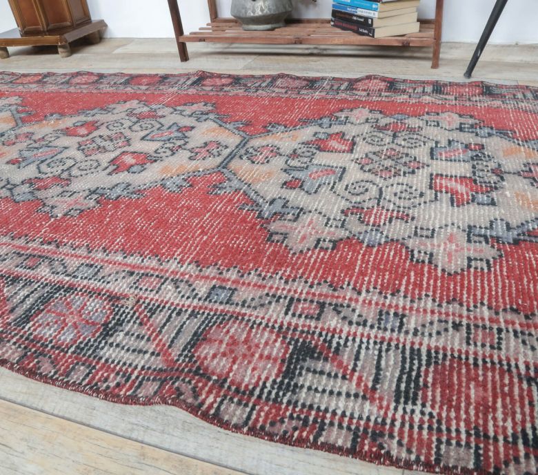 3x9 Vintage Handwoven Red Runner Rug