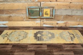 Vintage Yellow Runner Rug - Thumbnail