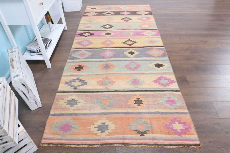 4x10 Wool Vintage Runner Rug