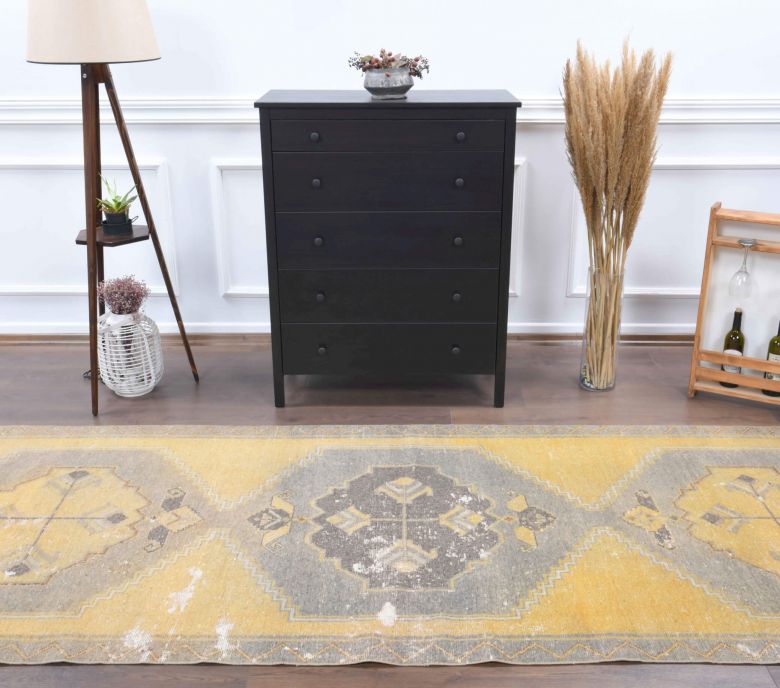 4x11 Wool Vintage Runner Rug