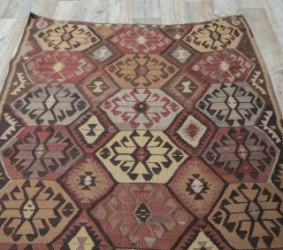 4x12 Vintage Handwoven Brown Kilim Runner - Thumbnail