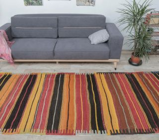 4x12 Vintage Handwoven Kilim Runner - Thumbnail