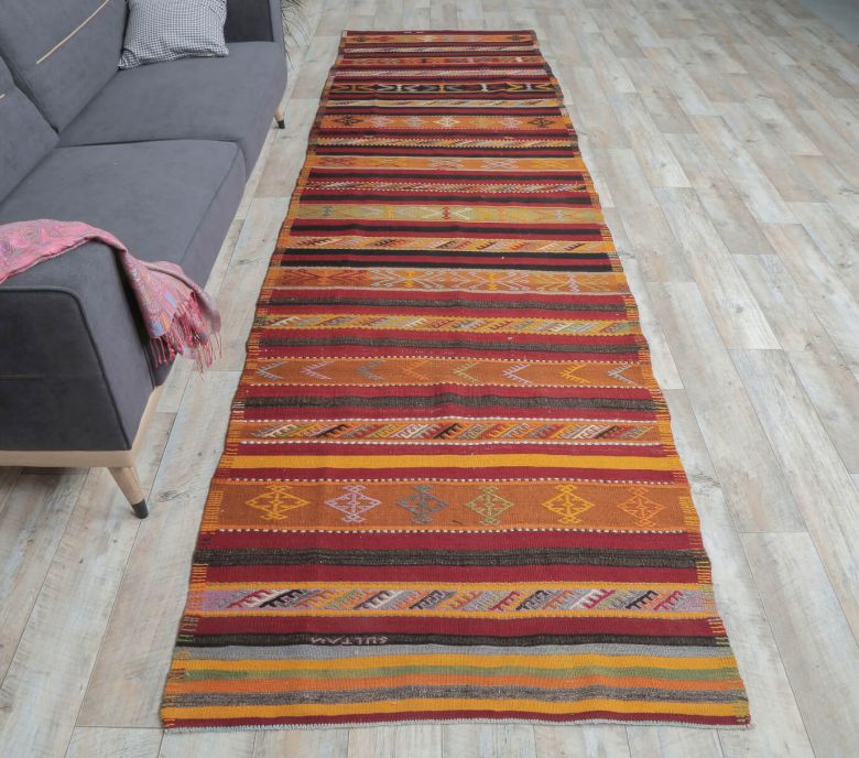 Vintage Sivas Kilim Runner Rug