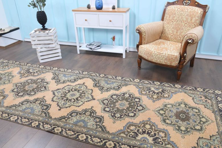 4x13 Wool Vintage Runner Rug