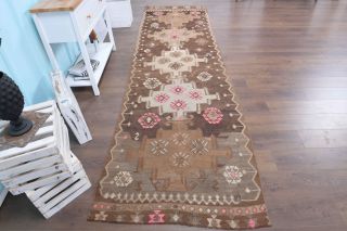 4x13 Wool Vintage Runner Rug - Thumbnail