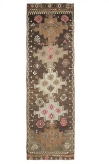 4x13 Wool Vintage Runner Rug - Thumbnail