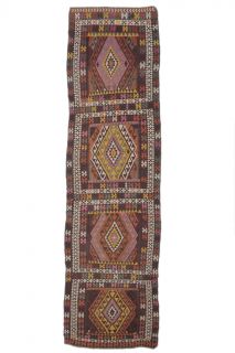 4x14 Vintage Kilim Flatweave Rug Runner - Thumbnail