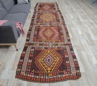 4x14 Vintage Kilim Flatweave Rug Runner - Thumbnail