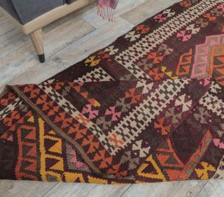 4x14 Vintage Kilim Flatweave Rug Runner - Thumbnail