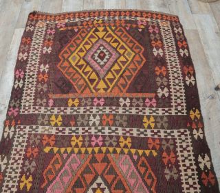 4x14 Vintage Kilim Flatweave Rug Runner - Thumbnail