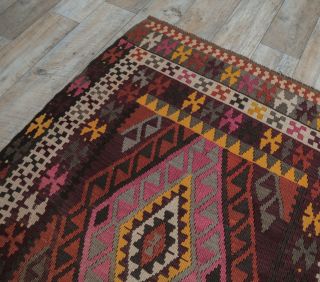 4x14 Vintage Kilim Flatweave Rug Runner - Thumbnail