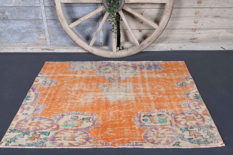 4x5 Handmade Vintage Anatolian Small Rug