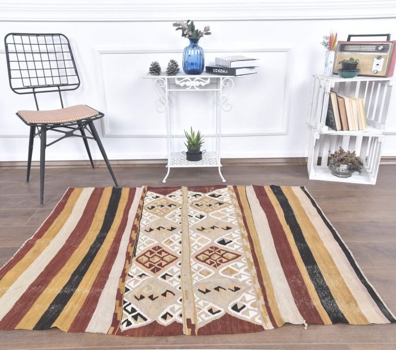 4x5 Vintage Handmade Kilim Area Rug