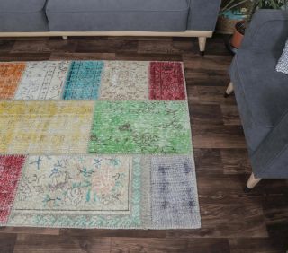 4x6 Vintage Handmade Geometric Area Rug - Thumbnail