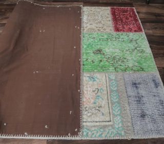 4x6 Vintage Handmade Geometric Area Rug - Thumbnail