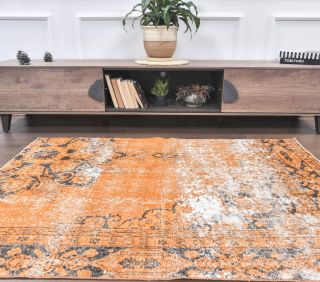 4x6 Vintage Handmade Orange Area Rug - Thumbnail