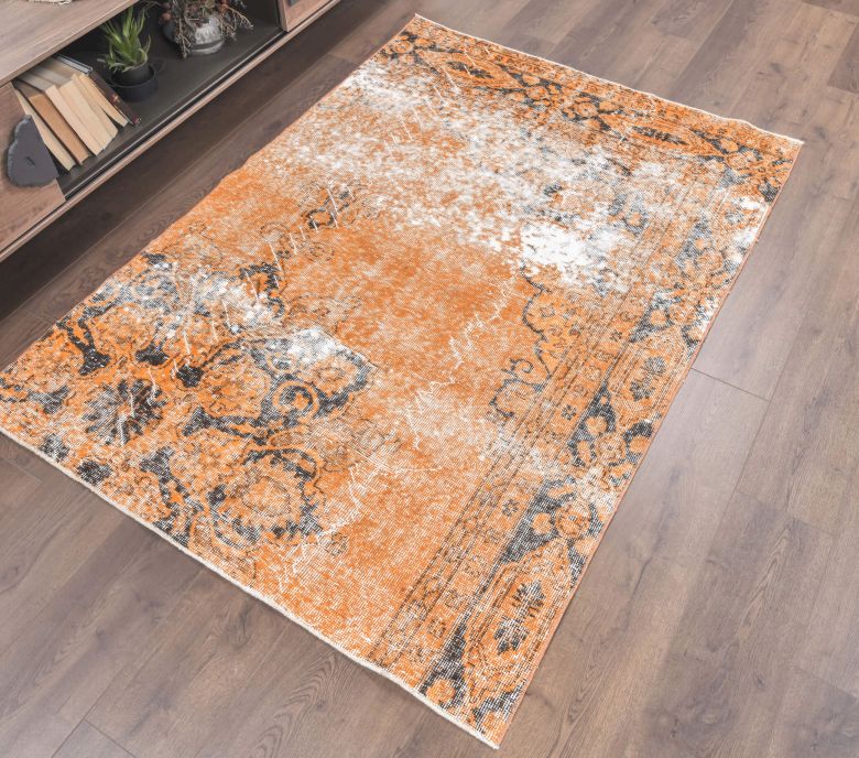 4x6 Vintage Handmade Orange Area Rug