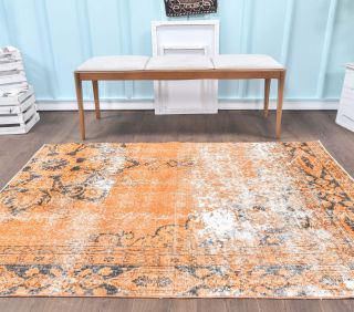 4x6 Vintage Handmade Orange Area Rug - Thumbnail