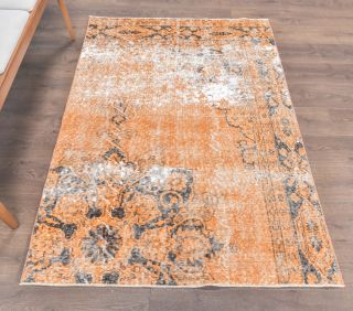 4x6 Vintage Handmade Orange Area Rug - Thumbnail