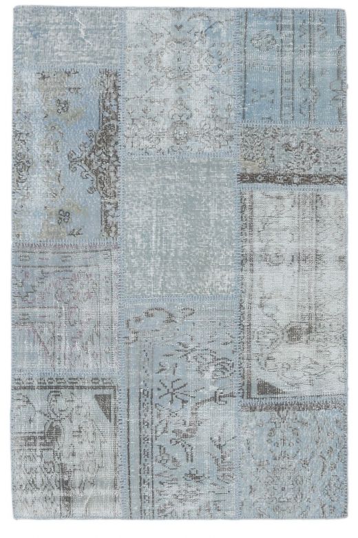 4x6 Vintage Handmade Overdyed Patchwork Blue Area Rug