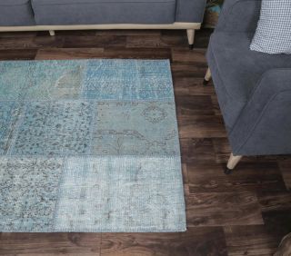 4x6 Vintage Handmade Patchwork Area Rug - Thumbnail