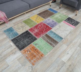 4x6 Vintage Patchwork Area Rug - Thumbnail