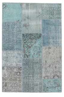 4x6 Vintage Patchwork Blue-Turquoise Area Rug - Thumbnail