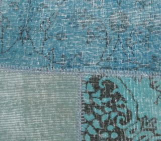 4x6 Vintage Patchwork Blue-Turquoise Area Rug - Thumbnail