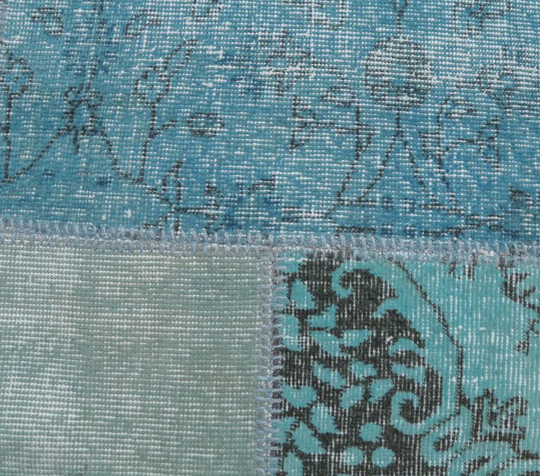 4x6 Vintage Patchwork Blue-Turquoise Area Rug