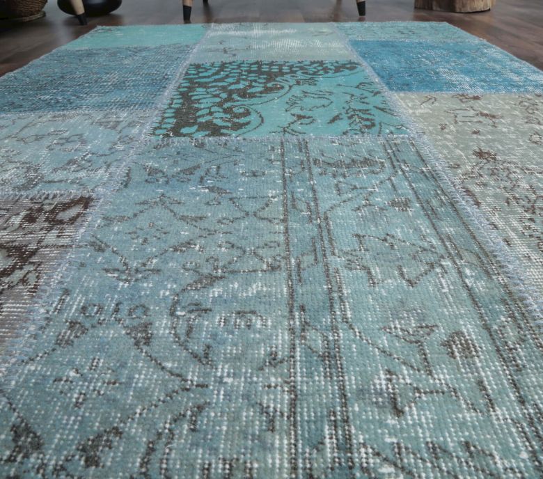 4x6 Vintage Patchwork Blue-Turquoise Area Rug