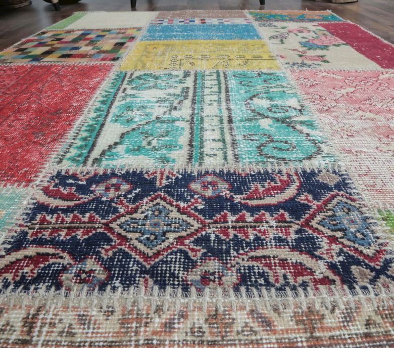 4x6 Vintage Patchwork Colorful Handmade Area Rug